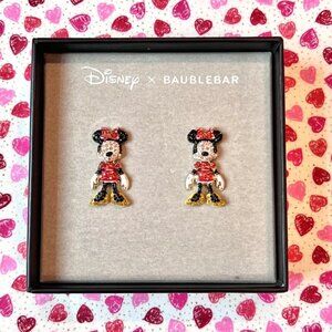 Minnie Mouse Rhinestone Dangle Earrings DISNEYxBaublebar Red Dress Yellow Shoes